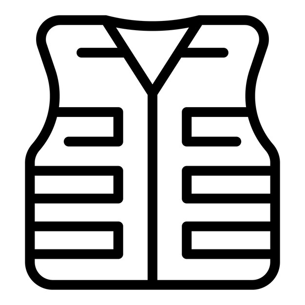 Contorno en blanco y negro de un icono de chaleco de seguridad