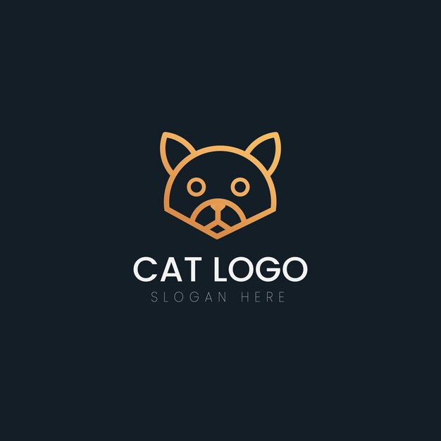 Contorno cabeza de gato logoVector icono símbolo para interfaz de usuario y animación