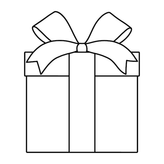 Contorno de caja de regalo aislado sobre fondo blanco Icono de vector de caja actual
