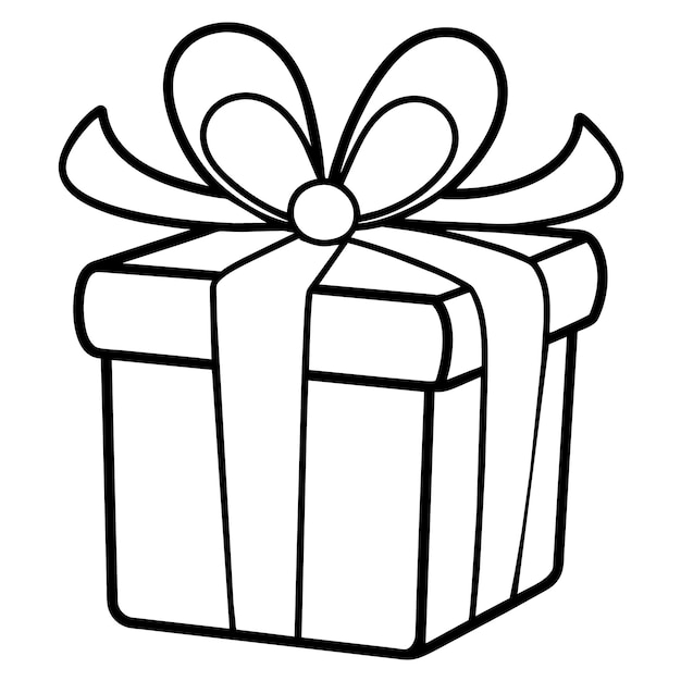 Contorno de caja de regalo libro de colorear página de arte de línea ilustración dibujo digital