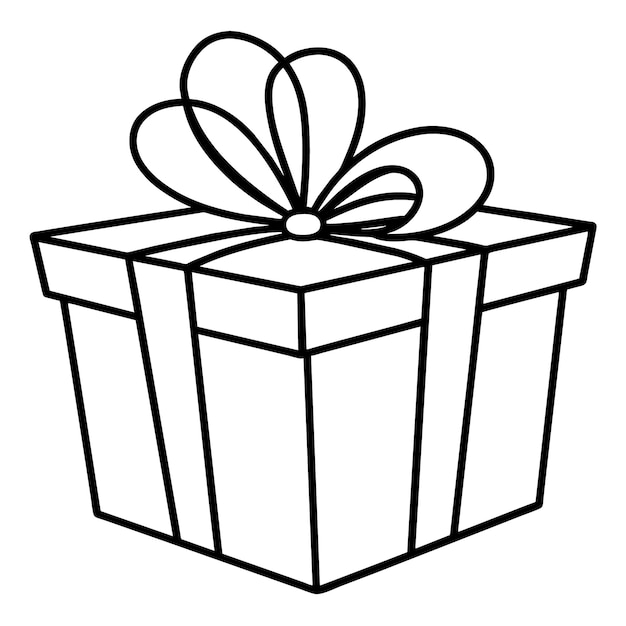 Contorno de caja de regalo libro de colorear página de arte de línea ilustración dibujo digital
