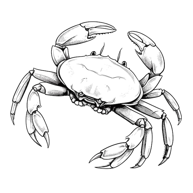 Vector contorno de cangrejo dibujado a mano ilustración de arte vectorial negra