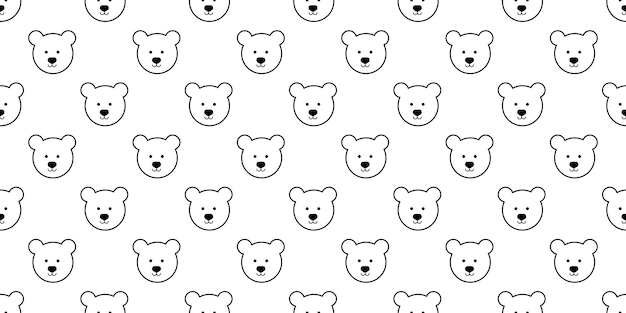 Contorno de la cara del oso patrón sin costuras