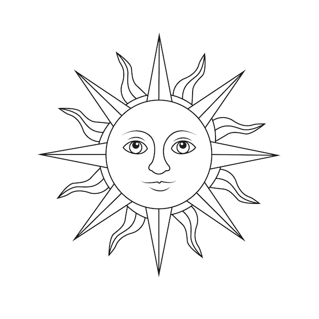 el contorno de la cara del sol vector ilustración de arte libre