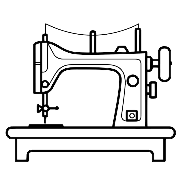 Vector contorno clásico de la máquina de coser en formato vectorial ideal para gráficos textiles