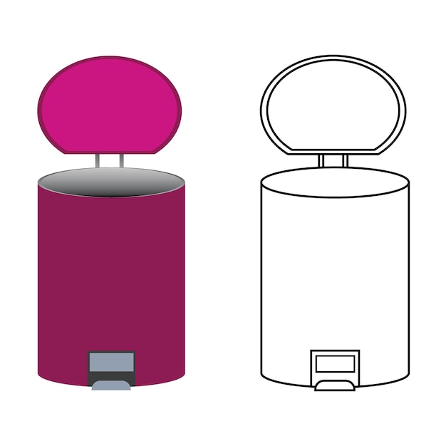 Contorno de clipart de Paddle Bin dibujado por niños