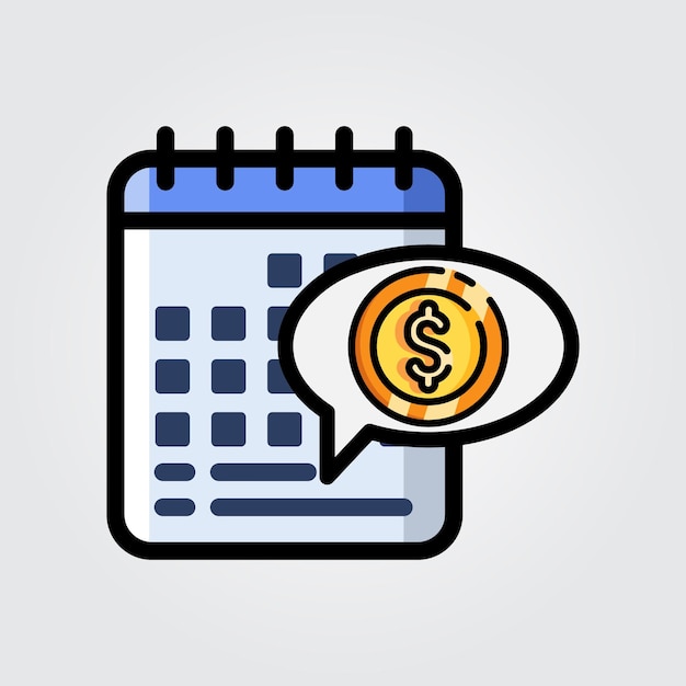 Contorno de color de la fecha del icono de finanzas diseño de ilustración vectorial del logotipo para el diseño de temas financieros