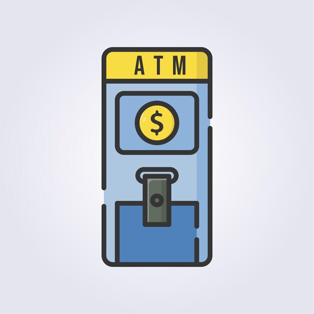 Contorno coloreado del icono del ATM diseño de ilustración vectorial del logotipo