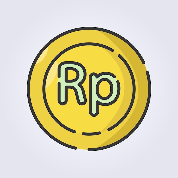 Contorno coloreado de la moneda de rupias icono del logotipo diseño de ilustración vectorial