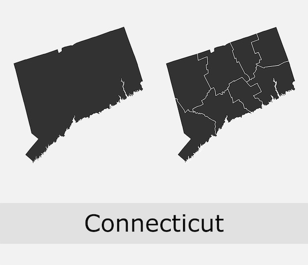 Vector contorno de los condados del mapa de connecticut