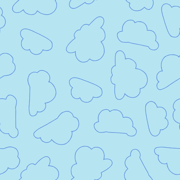 Contorno Conjunto de diseños de ilustraciones de patrones sin costuras de vectores de nubes