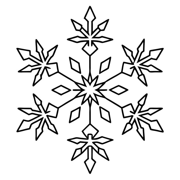 contorno de copo de nieve libro de colorear página dibujo de arte de línea