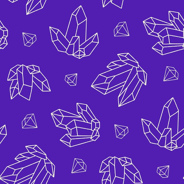 Contorno de cristal diamante gem Vector sin costuras Ilustración de patrón para la decoración de papel tapiz impreso