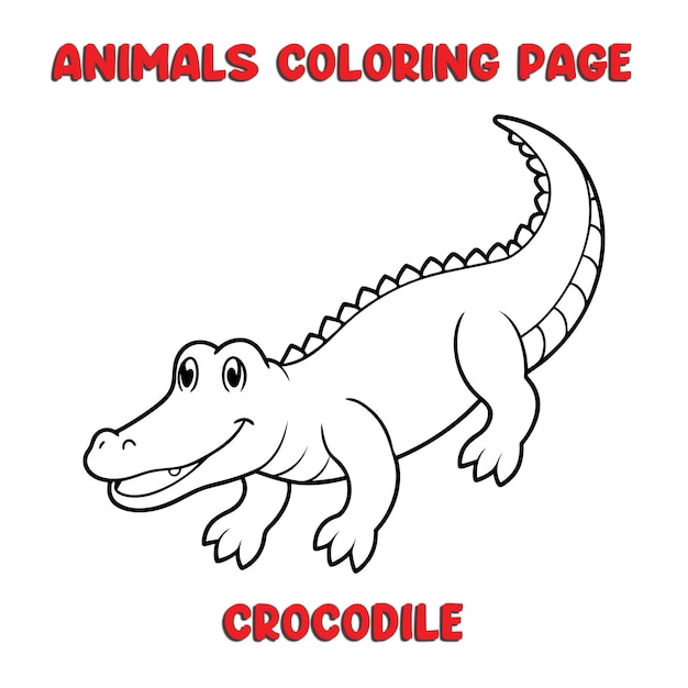 el contorno de un CROCODILO lindo ilustración de arte libro de páginas para colorear para niños