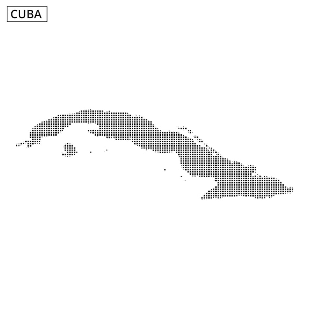 Contorno de Cuba con un patrón de puntos que muestra la geografía y la forma únicas de las islas