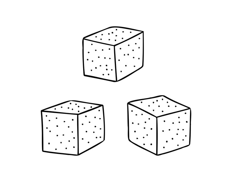 Vector contorno de cubos de azúcar dibujados a mano