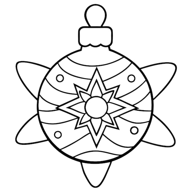 Contorno decorativo con temática navideña página de libro de colorear dibujo de arte de línea