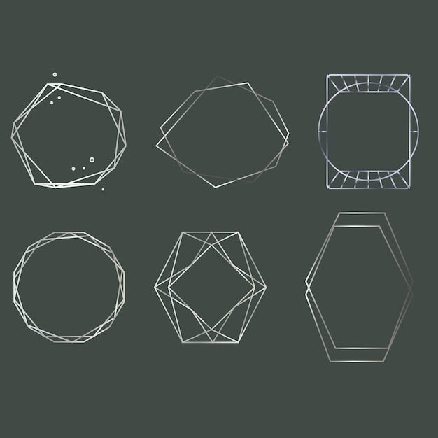 Contorno delgado plateado con bordes geométricos grises en estilo art déco rombo recto de diamante lineal delgado