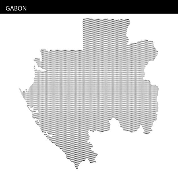Contorno detallado del mapa de Gabón que muestra las características geográficas y la estructura