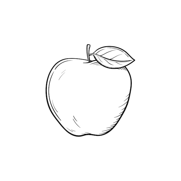 Contorno dibujado a mano de fruta de manzana doodle icono. fruta fresca y saludable - ilustración de dibujo de vector de manzana para impresión, web, móvil e infografía aislado sobre fondo blanco.