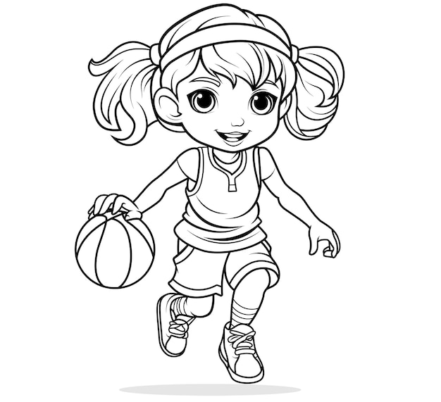 Contorno dibujado a mano de una jugadora de baloncesto