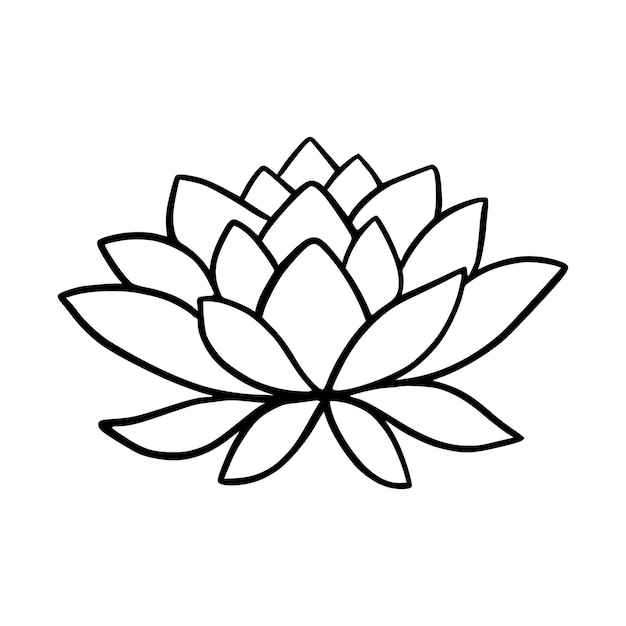 Contorno de dibujo de línea de flor de loto simple aislado en fondo blanco Íconos de la flor de loto