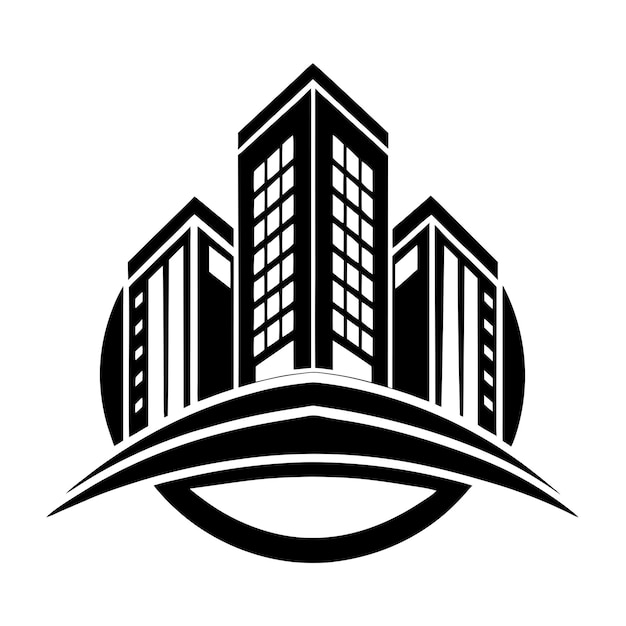 Contorno del edificio logotipo ilustración vectorial emblema profesional del edificio