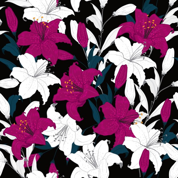 Contorno elegante Sin fisuras patrón floral