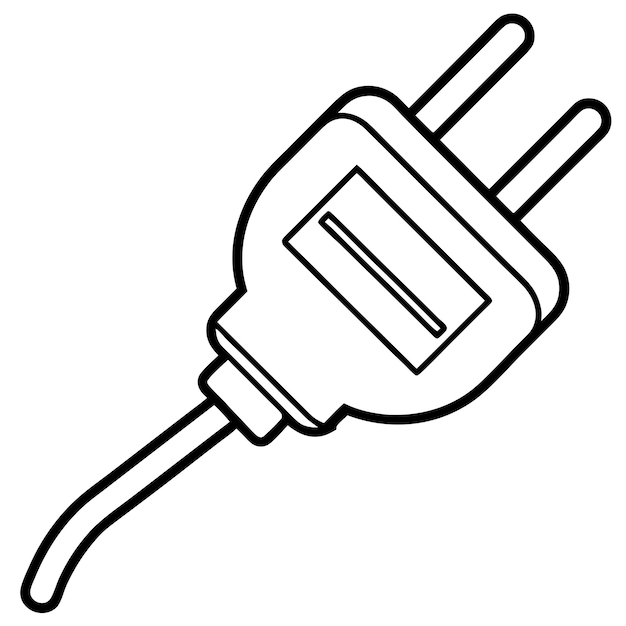 Contorno de enchufe eléctrico libro de colorear página de arte de línea ilustración dibujo digital