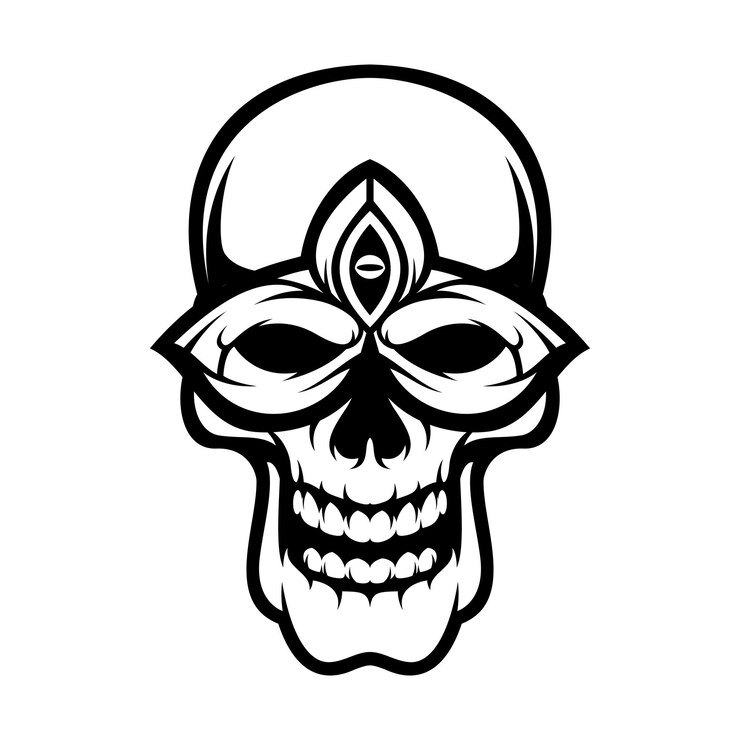 Vector contorno enmascarado del cráneo