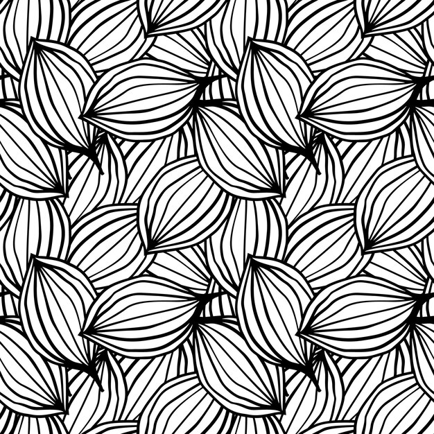 El contorno exótico deja un patrón sin costuras Fondo floral abstracto Hoja de palma creativa Fondo de pantalla sin fin Telón de fondo de la jungla hawaiana Estilo Doodle Diseño para tela textil cubierta de envoltura de impresión