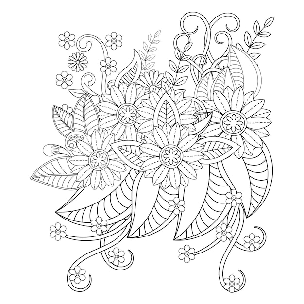 Contorno flor para colorear mandala página