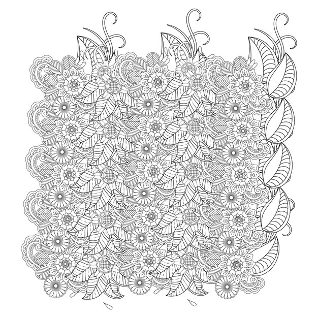 Contorno flor mandala página para colorear