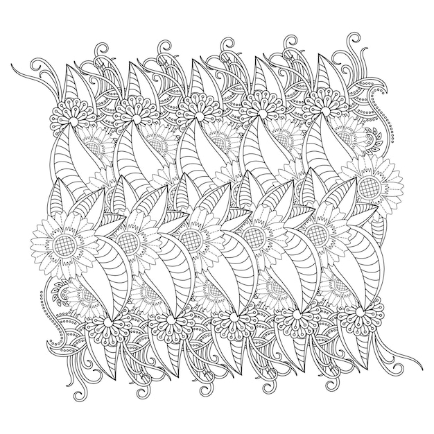 Contorno flor mandala página para colorear