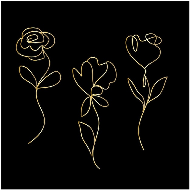 contorno de flor simple dibujado a mano por vector