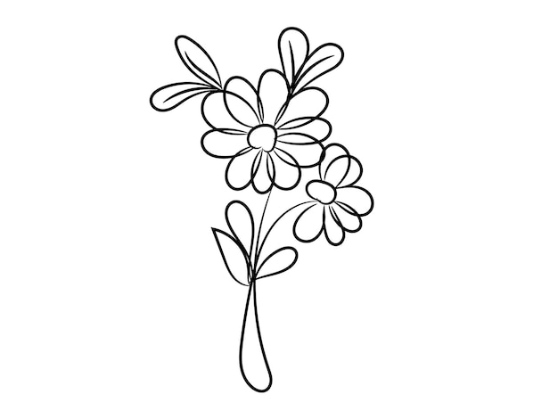 Contorno de flor simple dibujado a mano