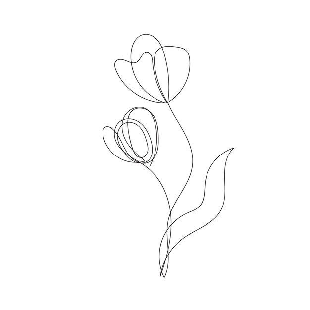 Contorno de flor simple dibujado a mano