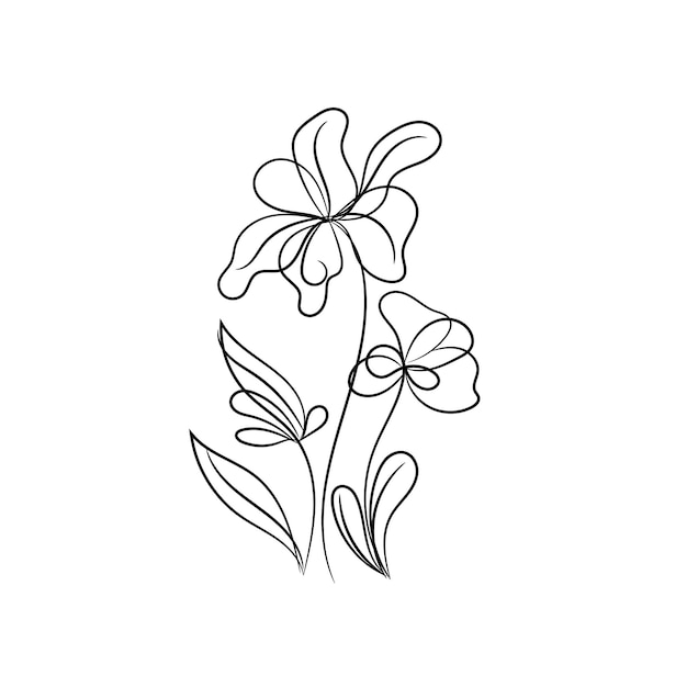 Contorno de flor simple dibujado a mano