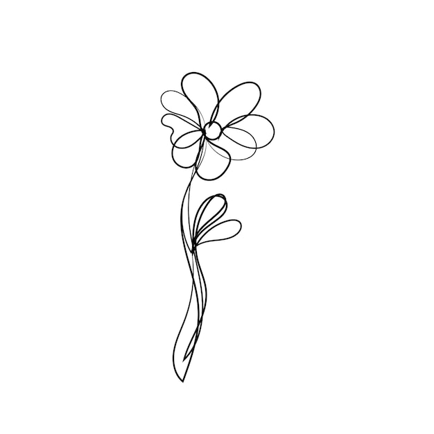 Contorno de flor simple dibujado a mano