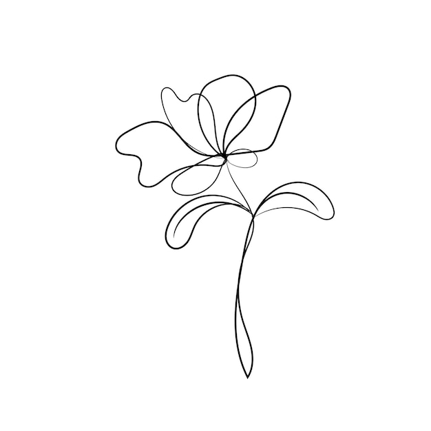 Contorno de flor simple dibujado a mano