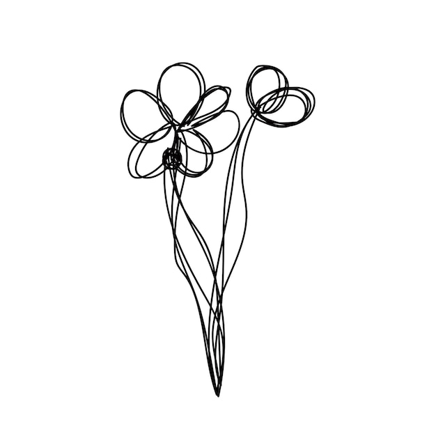 Contorno de flor simple dibujado a mano