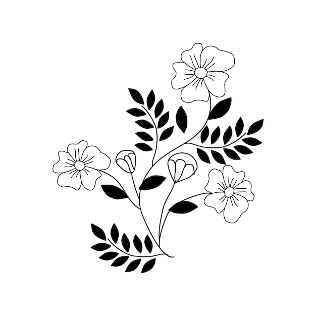 Contorno de flor simple dibujado a mano