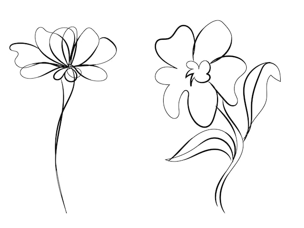 Contorno de flor simple dibujado a mano