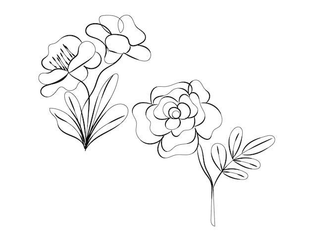 Contorno de flor simple dibujado a mano