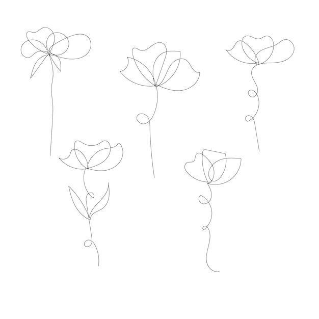 Contorno de flor simple dibujado a mano