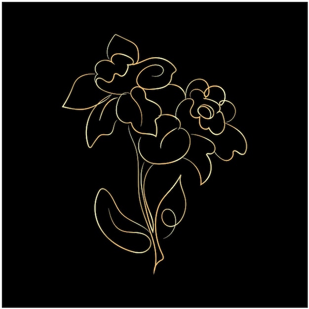 Contorno floral dorado en negro