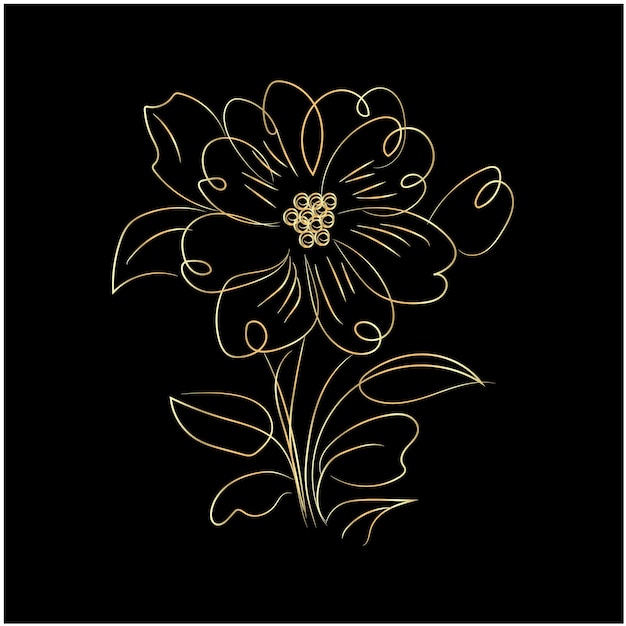 Contorno floral dorado en negro