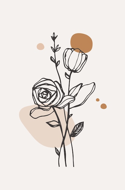 Contorno de flores minimalista dibujado a mano