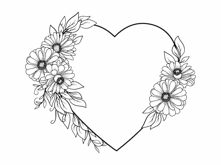 Vector contorno de flores ropa de san valentín arte de la línea