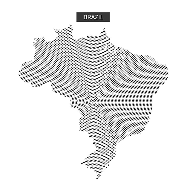 El contorno geográfico de Brasil en un diseño punteado que demuestra su forma única